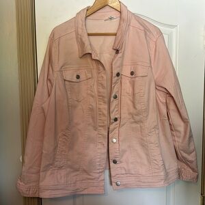 Pink Denim-looking Buttoned Jacket